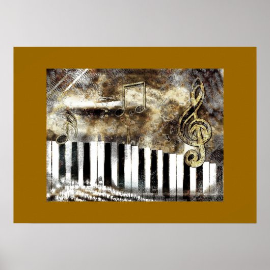 Elegant Piano Music & Notes Poster (Voorkant)