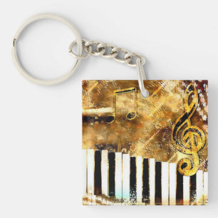 Elegant Piano Music & Notes Sleutelhanger