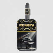 Elegant piano ontwerp op zwarte aansteker bagagelabel (Voorkant (verticaal))