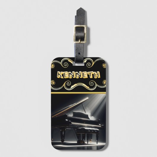 Elegant piano ontwerp op zwarte aansteker bagagelabel (Voorkant (verticaal))