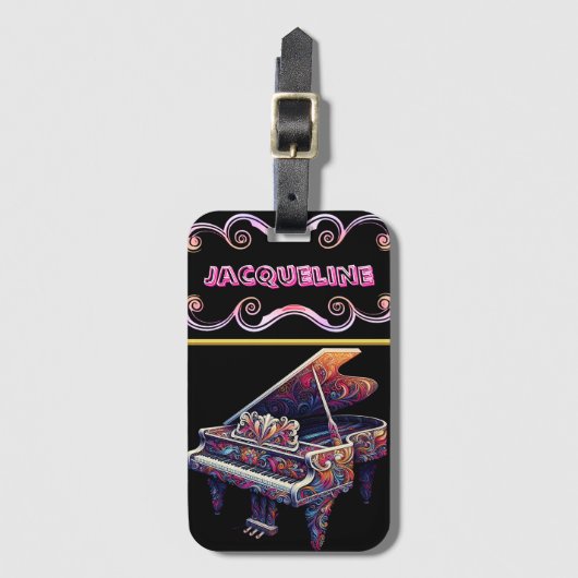 Elegant pianoontwerp ontmoet Sophisticated Bagagelabel (Voorkant (verticaal))