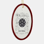  Elegant Pickleball Monogram Naam Ceramic O Keramisch Ornament (Rechts)