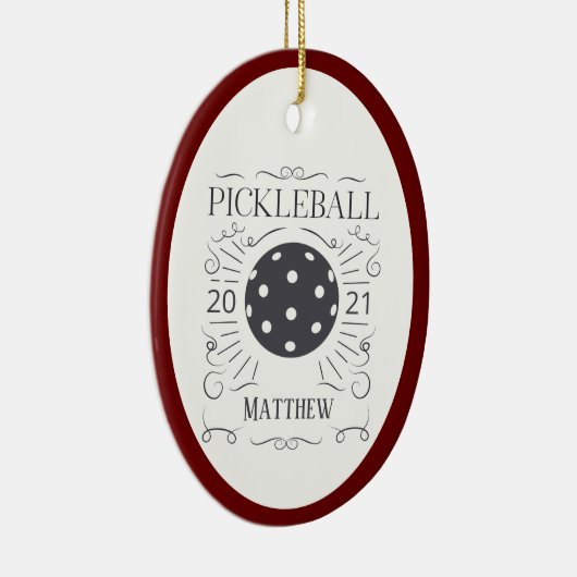  Elegant Pickleball Monogram Naam Ceramic O Keramisch Ornament (Rechts)