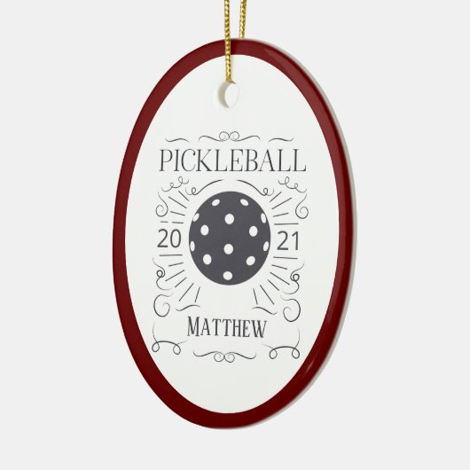  Elegant Pickleball Monogram Naam Ceramic O Keramisch Ornament (Links)