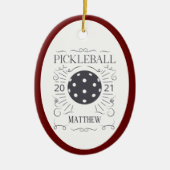  Elegant Pickleball Monogram Naam Ceramic O Keramisch Ornament (Voorkant)