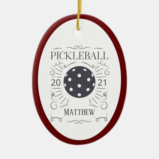  Elegant Pickleball Monogram Naam Ceramic O Keramisch Ornament (Voorkant)