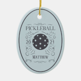 Elegant Pickleball Monogram Naam Keramisch Ornament