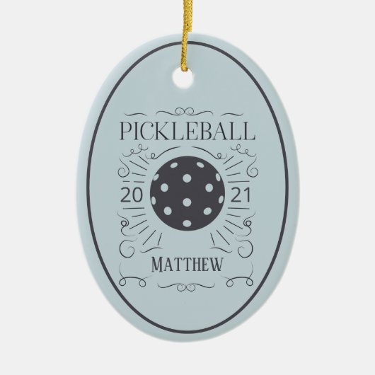  Elegant Pickleball Monogram Naam Keramisch Ornament (Voorkant)