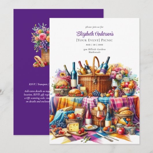 Elegant Picknickfeest Verjaardag Pensioen ELKE Geb Kaart (Voorkant / Achterkant)