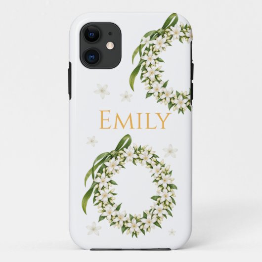 Elegant Pikake Lei iPhone Case (Achterkant)