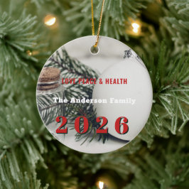 Elegant Pine 2026 New Year's Eve custom your Keramisch Ornament
