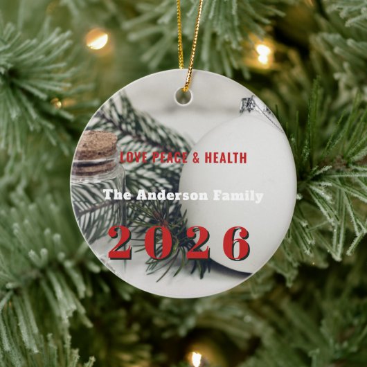 Elegant Pine 2026 New Year's Eve custom your Keramisch Ornament (Boom)