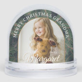 Elegant Pine Border Photo Snow Globe Sneeuwbol (Voorkant)
