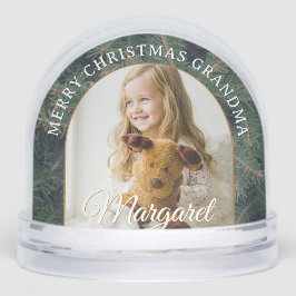 Elegant Pine Border Photo Snow Globe Sneeuwbol