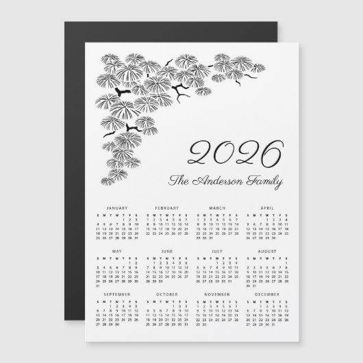 Elegant Pine Branch Botanical Calendar 2026 (Voorkant / Achterkant)
