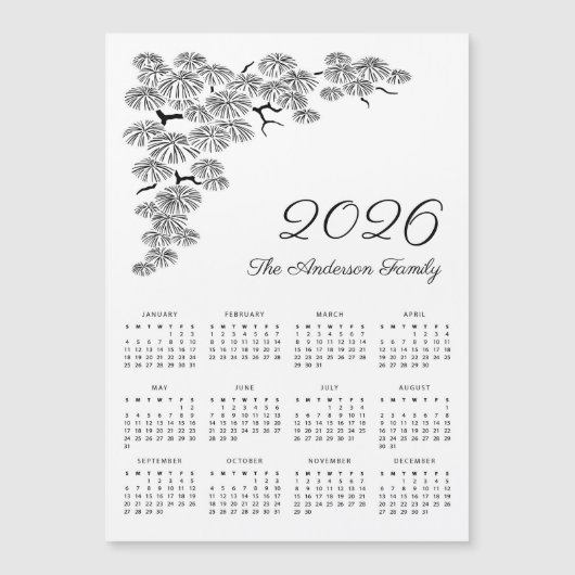 Elegant Pine Branch Botanical Calendar 2026 (Voorkant)