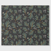 Elegant Pine Branch Christmas Black  Cadeaupapier (Vlak)