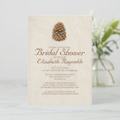 Elegant Pine Cone Bridal Shower Invitations Kaart (Staand voorkant)