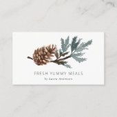 Elegant Pine Cone Tree Branch Waterverf Foliage Visitekaartje (Voorkant)