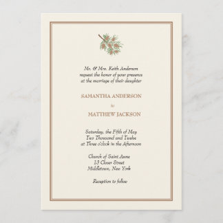 Elegant Pine Cone Wedding Invitation Kaart