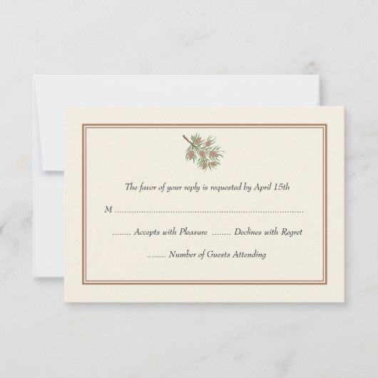 Elegant Pine Cone Wedding RSVP-kaarten RSVP Kaartje (Voorkant)