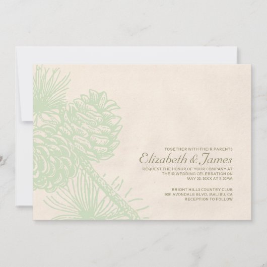 Elegant Pine Cones Wedding Invitations Kaart (Voorkant)