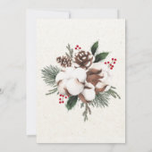 Elegant Pine & Cotton Holiday Party Kaart (Achterkant)