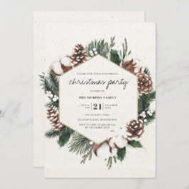 Elegant Pine & Cotton Holiday Party Kaart