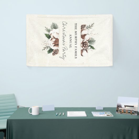 Elegant Pine & Cotton Kerstmis Spandoek (Beurs)