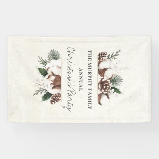 Elegant Pine & Cotton Kerstmis Spandoek (Horizontaal)