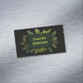 Elegant Pine Fern Evergreen Black Botanical Magnetisch Visitekaartje (Voorbeeld)