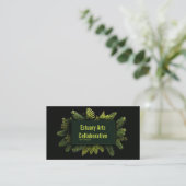 Elegant Pine Fern Evergreen Black Botanical Visitekaartje (Staand voorkant)
