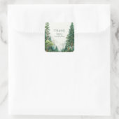 Elegant Pine Forest Mountain Watercolor Rustic Vierkante Sticker (Tas)