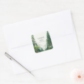 Elegant Pine Forest Mountain Watercolor Rustic Vierkante Sticker (Envelop)