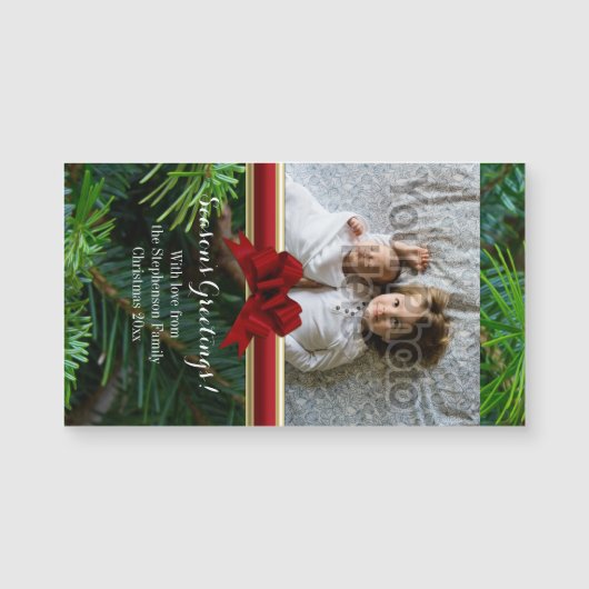 Elegant Pine Gold Red Bow kerst (Voorkant)