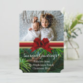 Elegant Pine Gold Red Bow kerst Feestdagenkaart (Staand voorkant)