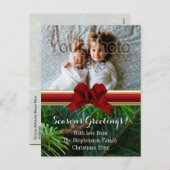 Elegant Pine Gold Red Bow kerst Feestdagenkaart (Voorkant / Achterkant)