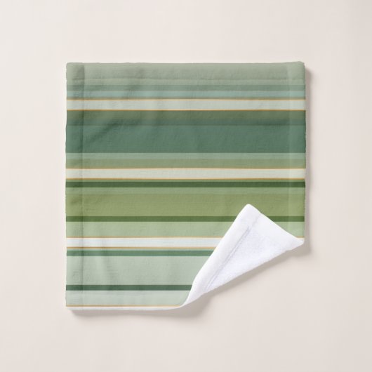 Elegant Pine Green Bord Turquoise Striped Bad Handdoek (Wasdoekje)