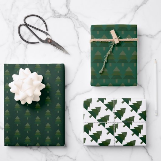 Elegant Pine Green Kerstmis Patroon Inpakpapier Vel (Voorkant)