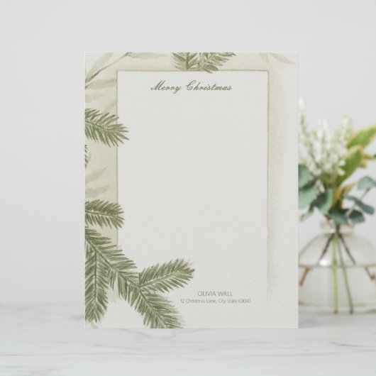  Elegant Pine Greenery Green Deco Kerst Briefhoofd (Staand voorkant)