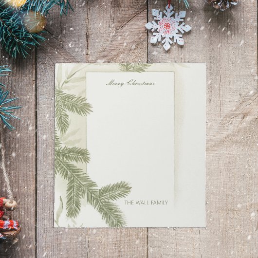 Elegant Pine Greenery Green Deco Kerst Notitieblok