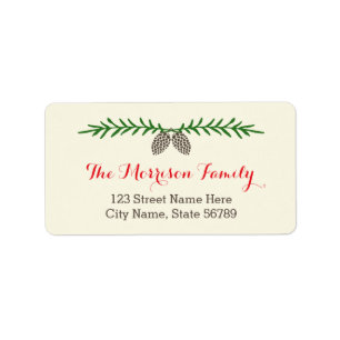 Elegant Pine Holiday Adresetiketten Etiket