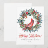 Elegant Pine Kerstmis Wreated Cardinaal Corporate Feestdagenkaart (Voorkant / Achterkant)