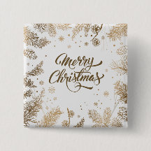 Elegant Pine Leaves & Cones Holiday | Pin-Button