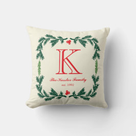 Elegant Pine Monogram Holiday Sierkussen