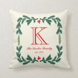 Elegant Pine Monogram Holiday Sierkussen
