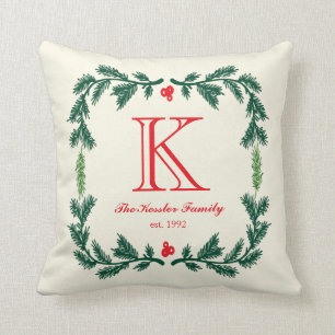 Elegant Pine Monogram Holiday Sierkussen