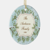 Elegant Pine Tree Branche Dated Family Kerstmis Keramisch Ornament (Rechts)