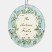 Elegant Pine Tree Branche Dated Family Kerstmis Keramisch Ornament (Links)