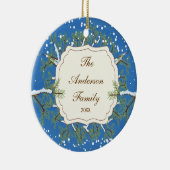 Elegant Pine Tree Branche Dated Family Kerstmis Keramisch Ornament (Rechts)